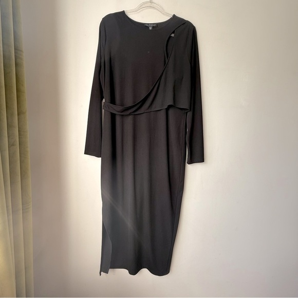 Eloquii Dresses & Skirts - Eloquii Black Wrap Cut Out Front Long Sleeve Maxi Dress 18/20
